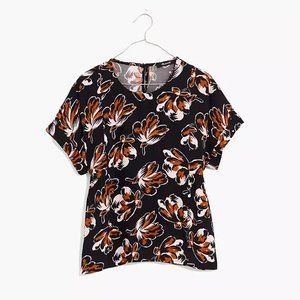 NWOT Madewell Cuffed Sleeve Shirred Floral Top in Duskblossom